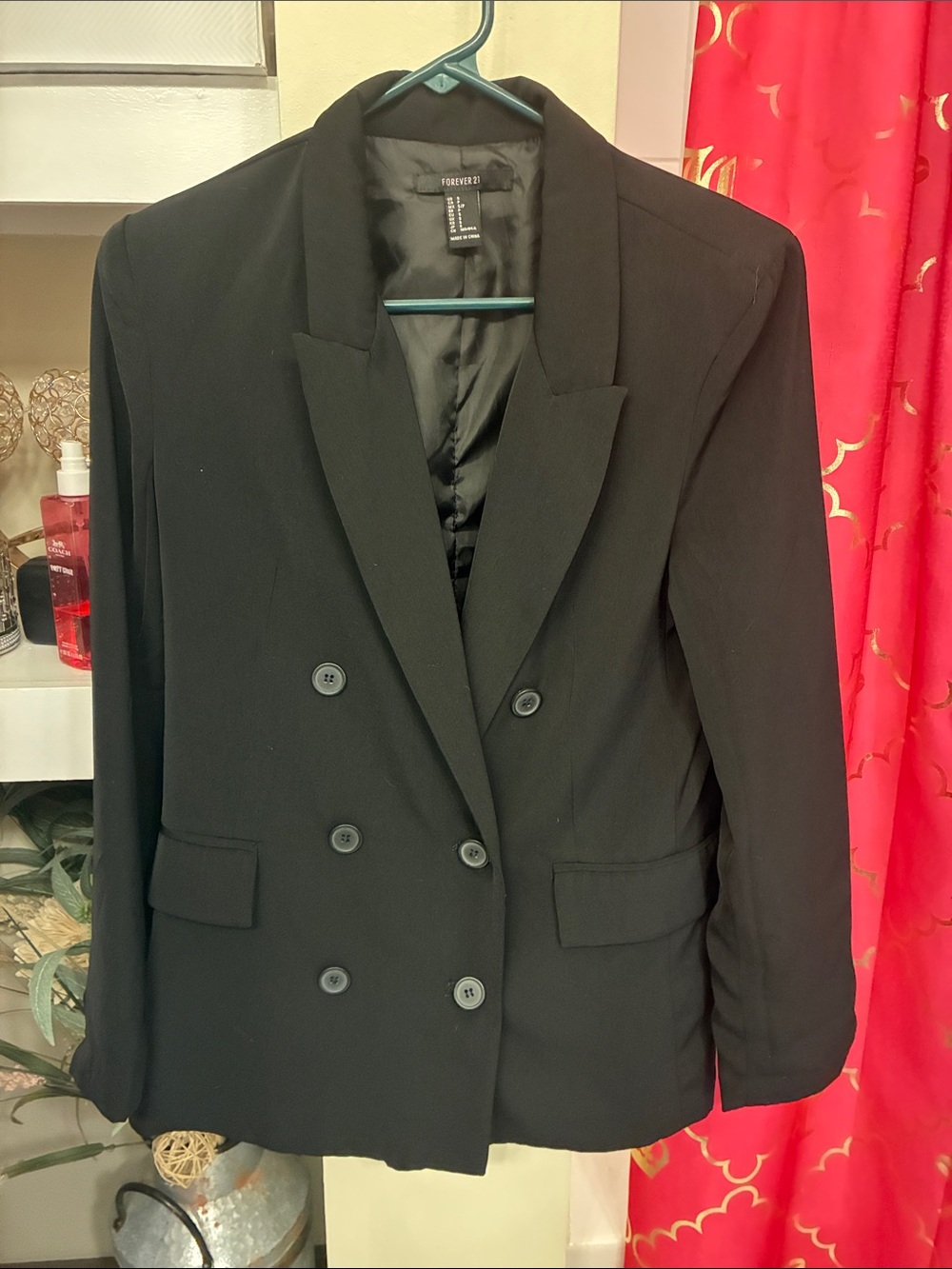 Forever 21 Black Double-Breasted Suit Blazer